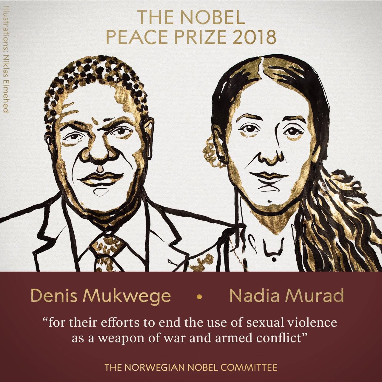 نادیا موراد دختر کرد ایزدی همراه با دنیس موکوگ برنده جایزه صلح نوبل شد