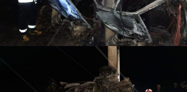 واژگونی و آتش گرفتن خودروی پژو در بوکان ۲ مصدوم برجای گذاشت
