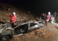 واژگونی و آتش‌سوزی پژو ۴۰۵ در جاده مهاباد- ارومیه/ دو نفر در آتش سوختند